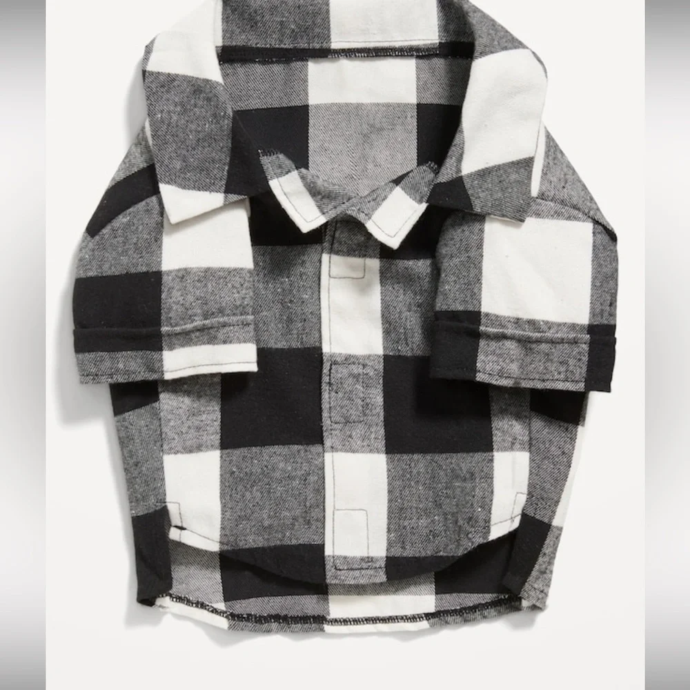 Old Navy NWT buffalo plaid black white dog shirt